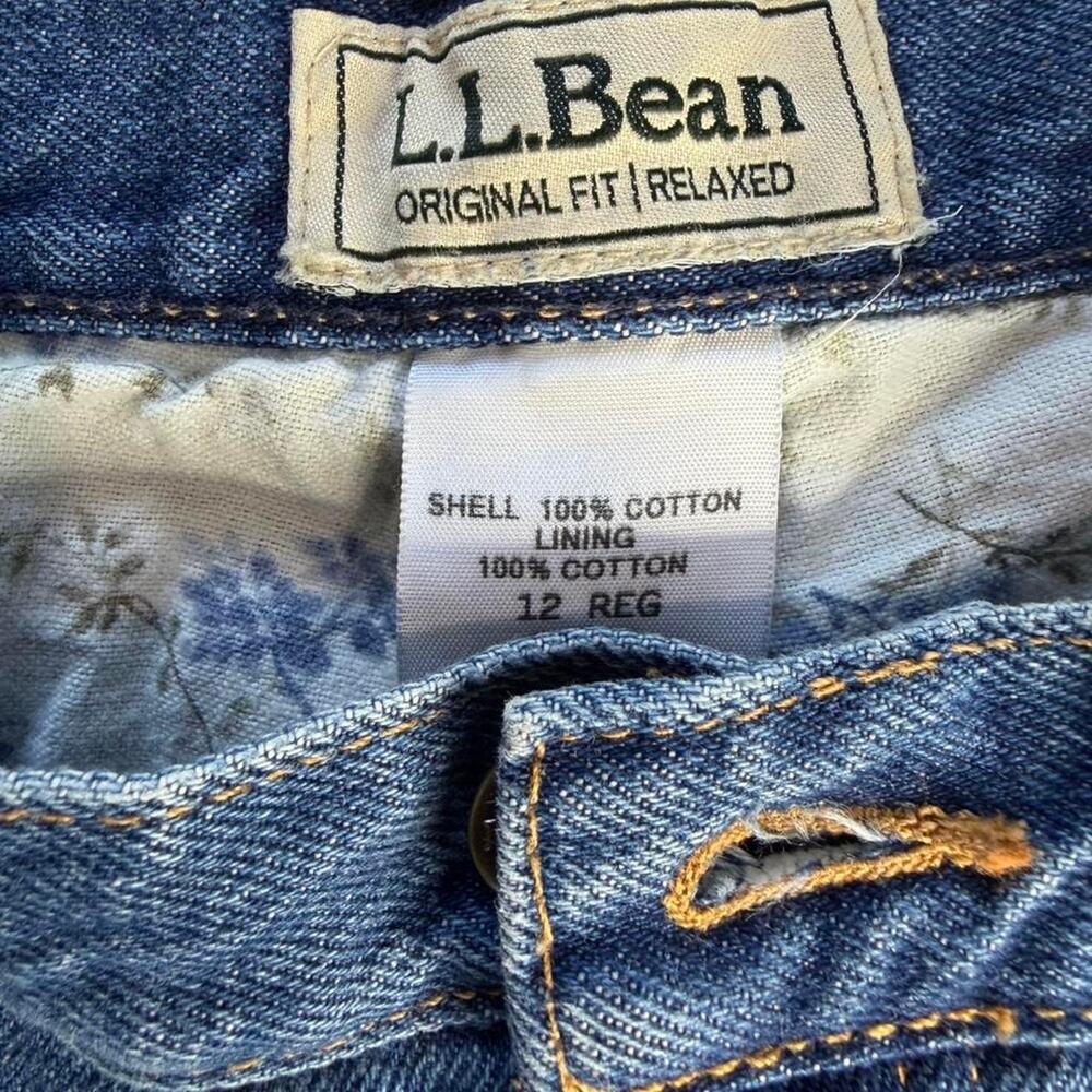 L.L. Bean cottage core Style Jeans Size 12 Relaxed Fit Floral Lined Cuff
